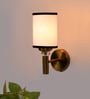 Antique Gold Wall Lamp with White & Black  cotton shade