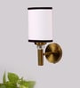 Antique Gold Wall Lamp with White & Black  cotton shade
