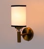 Antique Gold Wall Lamp with White & Black  cotton shade