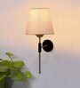Antique Gold Wall Lamp with White Jute shade