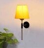 Antique Gold Wall Lamp with Yellow cotton shade