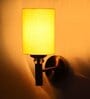 Antique Gold Wall Lamp with Yellow cotton shade