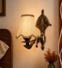 Antique Gold Wall Light with Beige Jute Shade
