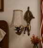 Antique Gold Wall Light with Beige Jute Shade