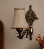 Antique Gold Wall Sconce with Beige Jute Shade for Hotel & Guest Room