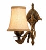 Antique Gold Wall Sconce with Beige Jute Shade for Hotel & Guest Room