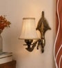 Antique Gold Wall Sconce with Beige Jute Shade for Hotel & Guest Room