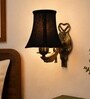 Antique Gold Wall Sconce with Black Cotton Fabric Shade for Home & Office
