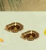 Antique Golden Aluminium Diya In Antique Golden Finish Set of 2,