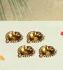 Antique Golden Aluminium Diya In Antique Golden Finish Set Of 4,