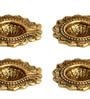 Antique Golden Aluminium Diya In Antique Golden Finish Set of 4,