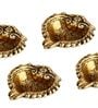 Antique Golden Aluminium Diya In Antique Golden Finish Set Of 4,