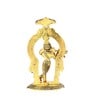Antique Golden Aluminium Lord Krishna Playing Flute With A Frame At The Back Carved In Antique Golden Finish Idol