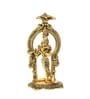 Antique Golden Aluminium Lord Krishna Playing Flute With A Frame At The Back Carved In Antique Golden Finish Idol