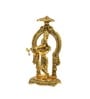 Antique Golden Aluminium Lord Krishna Playing Flute With A Frame At The Back Carved In Antique Golden Finish Idol