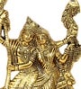 Antique Golden Aluminium Radha Krishna On A Swing Carved In Antique Golden Finish Idol