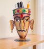 Antique Hand Multicolour Copper Iron Pen Stand