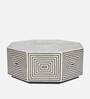 Antique Hexagon Bone Inlay Coffee Table in Grey & White Colour