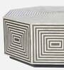 Antique Hexagon Bone Inlay Coffee Table in Grey & White Colour