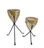 Antique Iron & Glass T- Light Holder (Black)