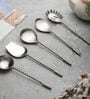 Antique Matt Finish Stainless Steel Twisted Handle Serving Spoons Set of Five
