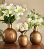 Antique Set of 3 Gold Metal Vase
