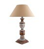 Antique Solid Timber Turned table lamp with Blue shade