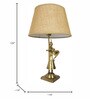 Antique Taper Gold Brass Base Table Lamps with Beige Fabric Shade