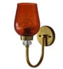 Antique Wall Sconce Light with Amber Crackle Glass