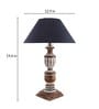 Porco Blue Cotton Shade Night Lamp With Wood Base