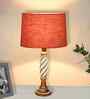 Antique White Twister Wood Table lamp