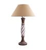 Antique White Twister wooden table lamp with Golden shade