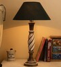 Antique White Twister wooden table lamp with green shade