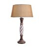Antique White Twister wooden table lamp with khadi drum shade