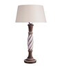 Antique White Twister wooden table lamp with khadi drum shade