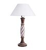 Antique White Twister wooden table lamp with white shade