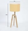 Corner Beige Fabric Shade Night Lamp With Mango wood Base