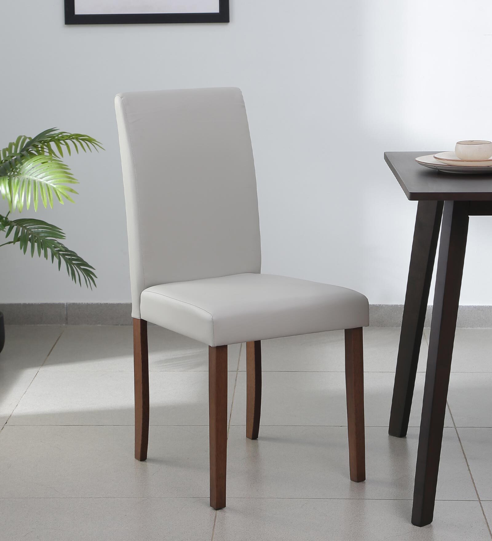 Aoki Solid Wood Dining Chair in Cocoa Cream Finish, Set of 2