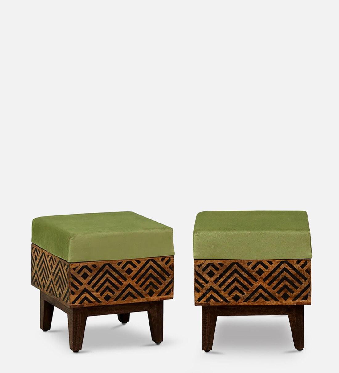 Buy Apoc Solid Wood Seating Stool Set Of 2 In Walnut Finish at