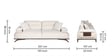 Apex Fabric 3 Seater Sofa with Adjustable Backrest  in Beige Colour