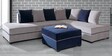 Apollo LHS Sectional Sofa with Ottoman in Grey & Blue Colour