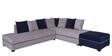 Apollo LHS Sectional Sofa with Ottoman in Grey & Blue Colour