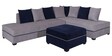 Apollo LHS Sectional Sofa with Ottoman in Grey & Blue Colour