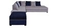 Apollo RHS Sectional Sofa with Ottoman in Grey & Blue Colour
