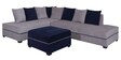 Apollo RHS Sectional Sofa with Ottoman in Grey & Blue Colour