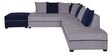 Apollo RHS Sectional Sofa with Ottoman in Grey & Blue Colour
