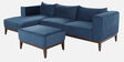 Apollo Velvet RHS Sectional Sofa (2+ Lounger) With Ottoman In Space Blue Color