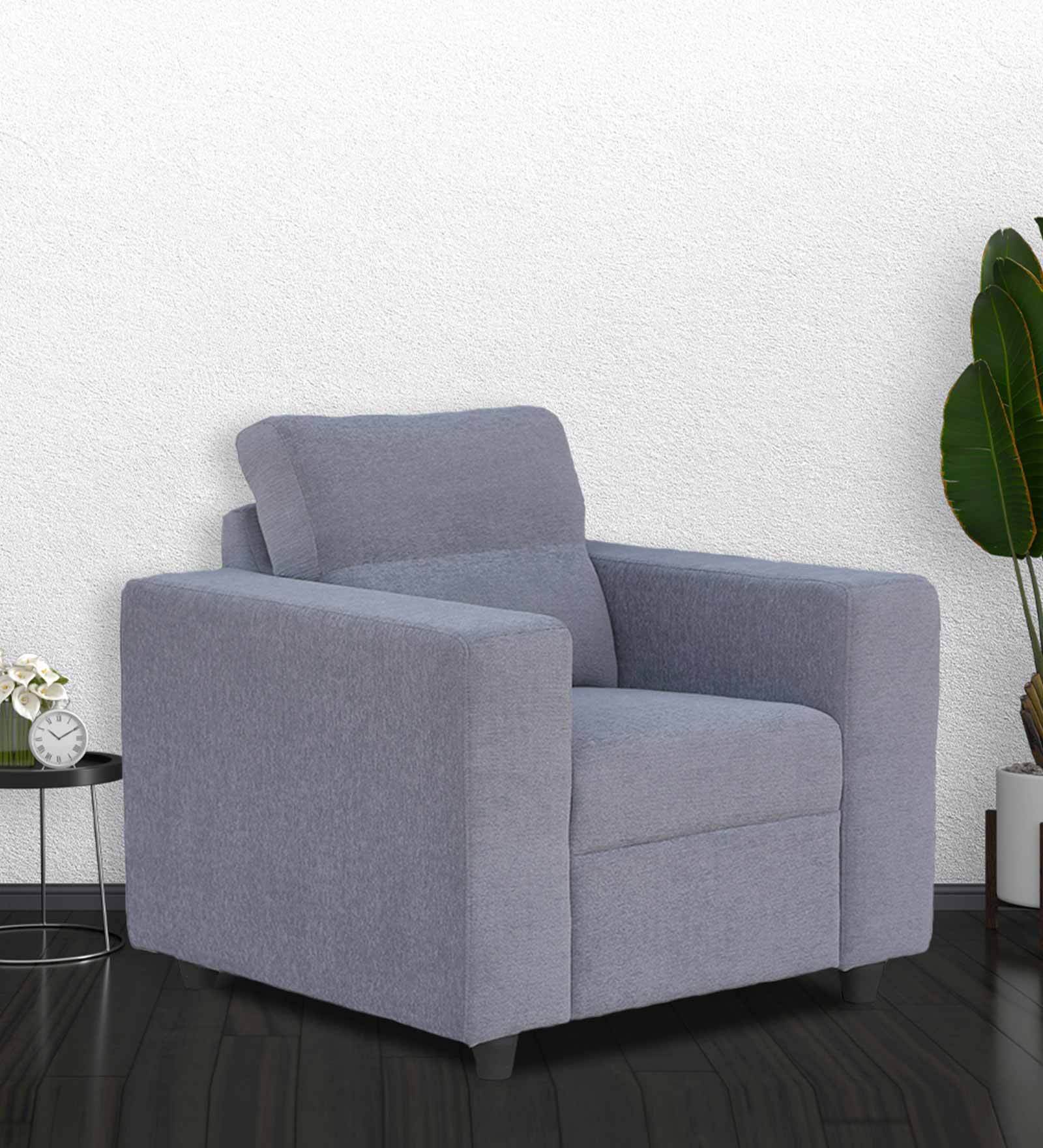 Apple Fabric 1 Seater Sofa in Grey Colour