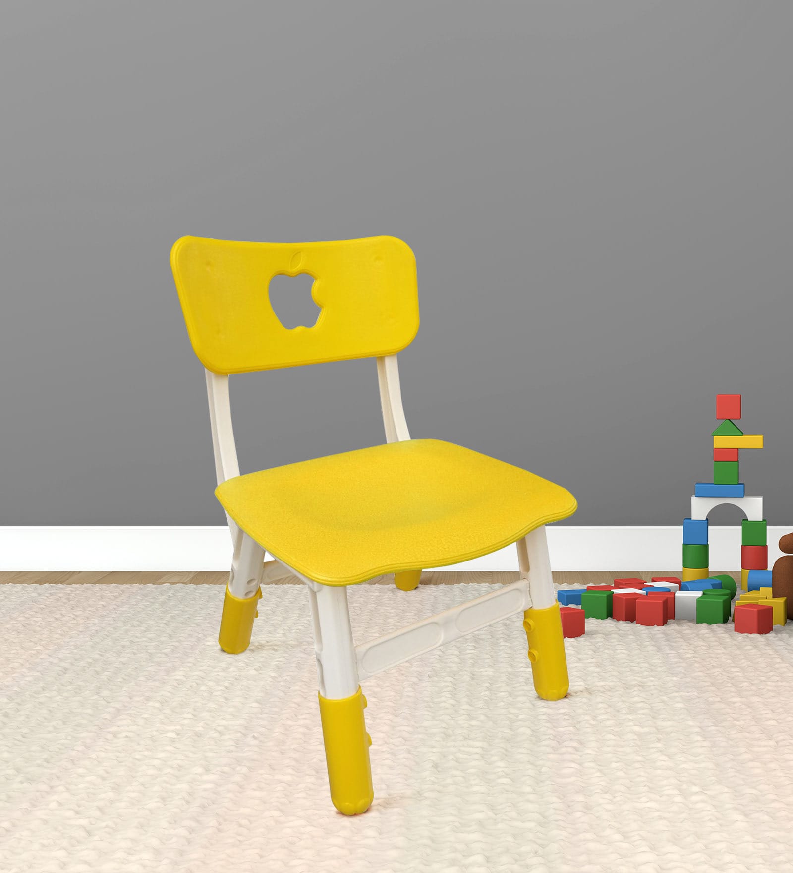 Buy Apple Height Adjustable Chair in Yellow & White Color by Sunbaby