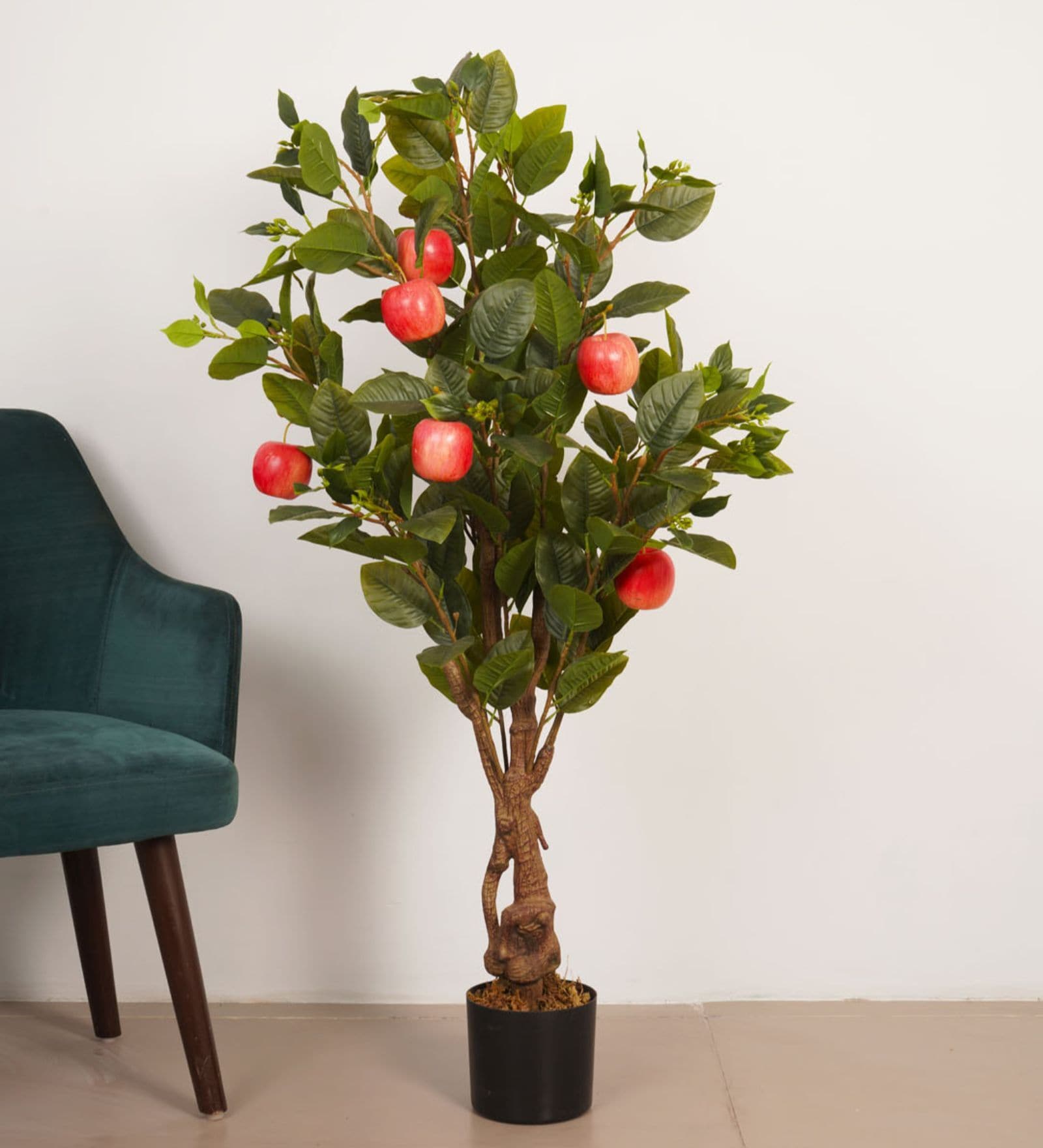 Artificial Apple Plant with Red Fruits with Black Pot
